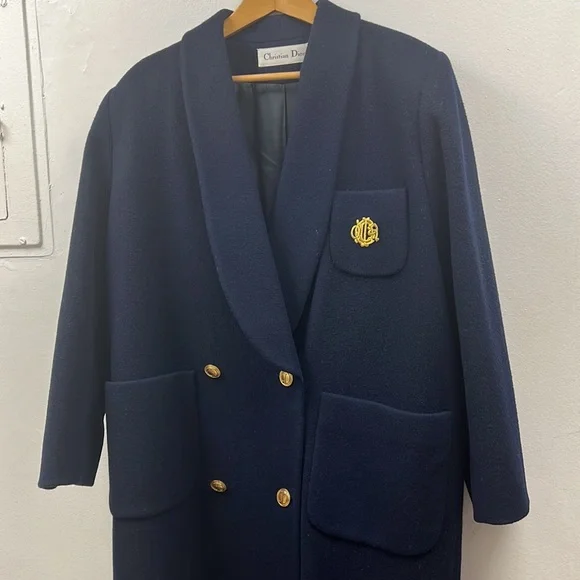 100% Wool Authentic Vintage Christian Dior double breasted warm